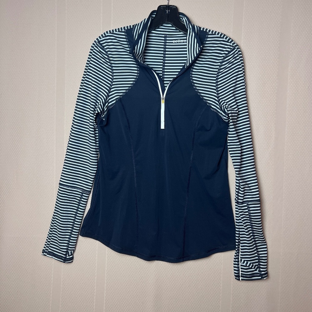 Zella Half zip Pullover Top Long Sleeve Thumbholes
